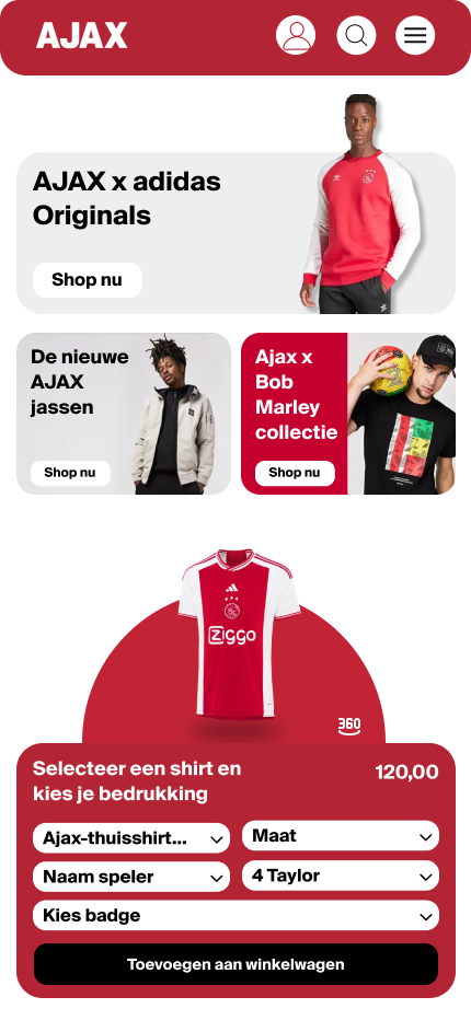redesign ajax fanshop mobile versie home pagina deel 1