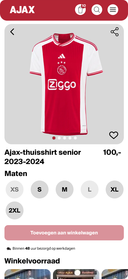 redesign ajax fanshop mobile versie product pagina deel 1